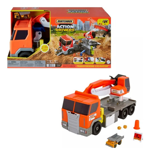 Matchbox Action Driver Camión Excavadora Transformable Grúa Camión Transformable Grúa Multicolor