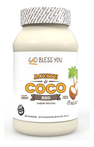 Aceite de coco God Bless You neutro 500ml