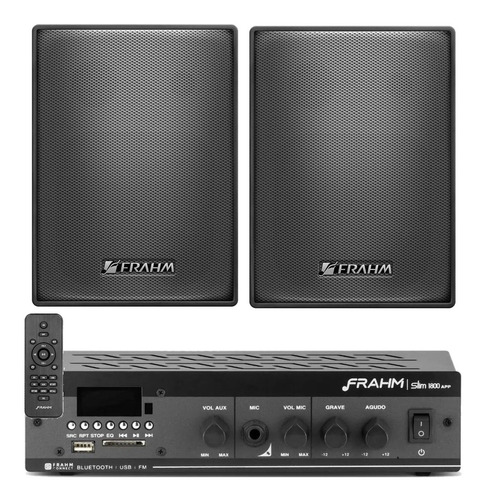 Amplificador Frahm 1800app Bluetooth Canal Sub  + 02 Caixas
