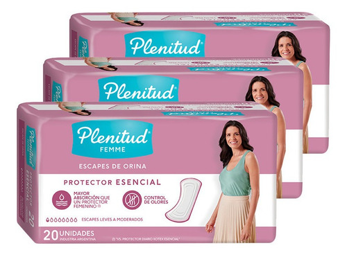 Imagen 3 de 3 de Plenitud Femme Protector Esencial 20 Unidades Pack X 3