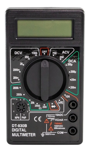 Multi Voltimetro Tester Con Puntas Y Bateria Incluida Dt830b