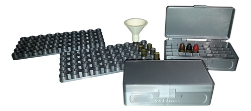 Bandeja De Recarga X2 + Caja Portamunicion X2 +embudo 9mm