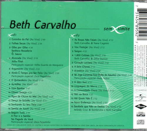 B112a - Cd - Beth Carvalho - Sem Limite Duplo - Lacrado