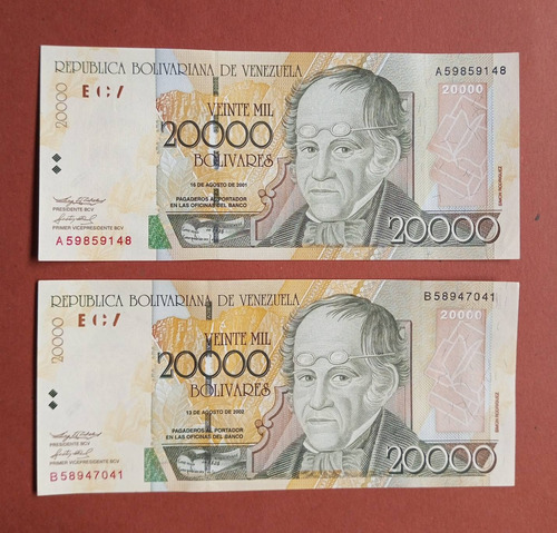 Set De Billetes De 20.000 Bs. (2001/2002). Condición: Au..