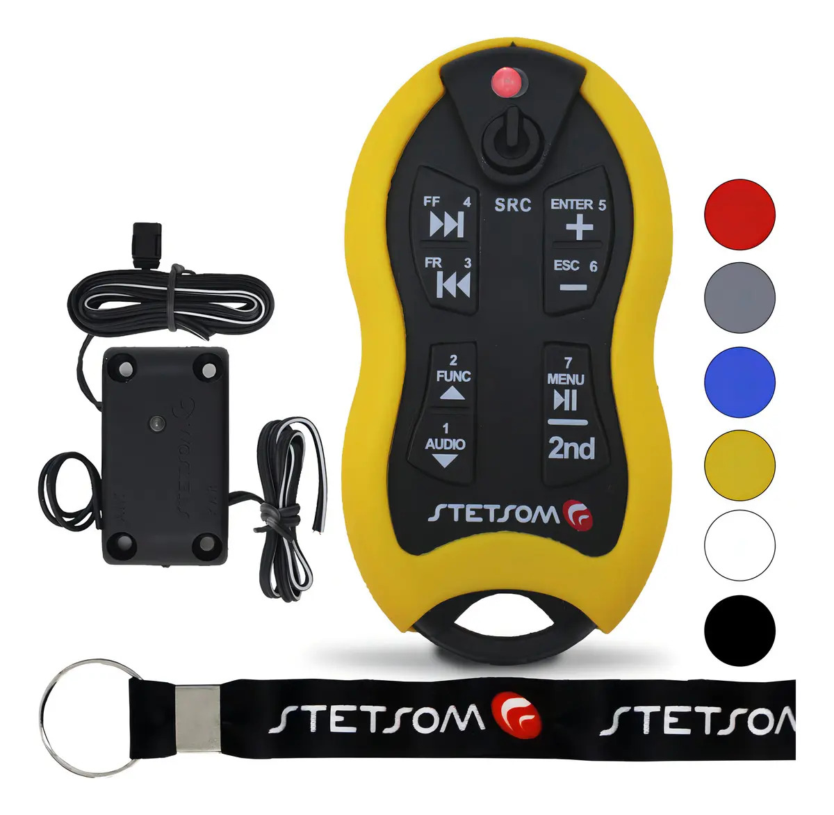 Controle Longa Distância Stetsom Sx2 500 Metros 16 Funções Cores Amarelo, Vermelho, Preto, Branco, Cinza e Azul Acompanha Cordão Stetsom