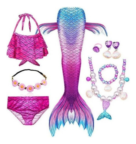 Kit De Cola De Sirena Para Niños Con Bikini Sin Monoaleta 20