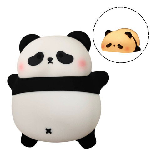 Luminária Panda Abajur Noturno Toque Fofo Recarregável Branco Preto