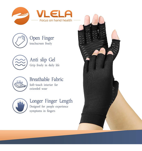 Guantes De Compresión De Artritis De Cobre De Vlela A Las Mu