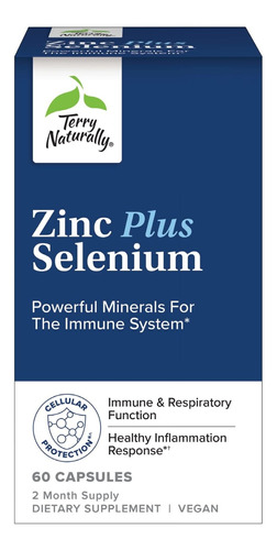 Terry Naturally Zinc Plus Selenio - 60 Cpsulas - Apoyo Inmun