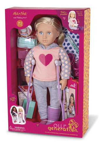 Muñeca Martha + 2 Conjuntos Con Accesorios 46cm Alto +17 Acc