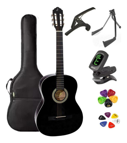 Violão Acústico Giannini Clássico Aço S-14 Bk + Kit6i Cor Black Orientação Da Mão Destro