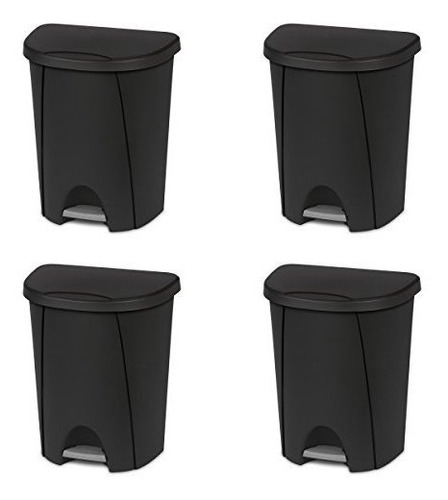 Cubo De Basura Con Pedal 25l, Negro, Pack 4.