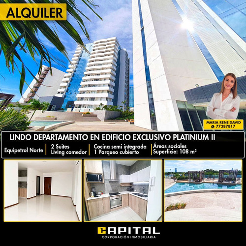 Departamento De 2 Dormitorios En Alquiler En Edificio Exclusivo De Equipetrol Norte!!