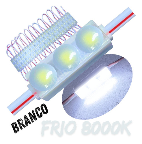 600pçs Micro Módulo Led 12v Lente 160º 2835 3-leds 3cm 1,5w