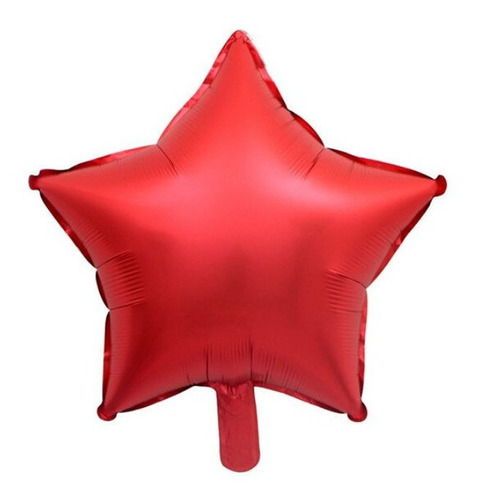 Estrella Metalizada Cromo Rojo 45cm Inflada C/helio