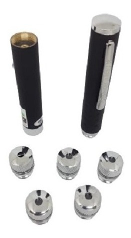 Caneta Laser Pointer Verde Lanterna 500wm 10km 5 Pontas
