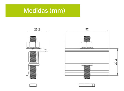 Estructura Solar / Fijador Lateral Para Panel Aluminio