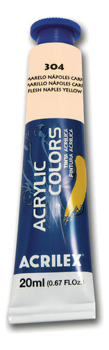 Tinta Acrílica Acrilex 20ml - Acrylic Colors - Tela E Outros Cor 304 - Amarelo Nápoles Carne