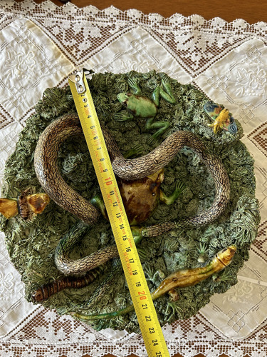 Plato Decorativo Majólica Palissy Xix Cerámica Verde 23cm