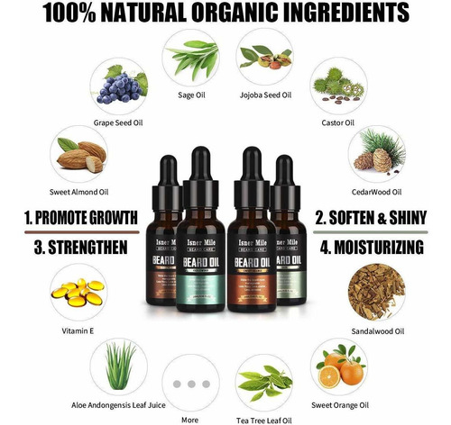 Paquete De 4 Barba Set Aceite Acondicionador Sin Enjuague Ki