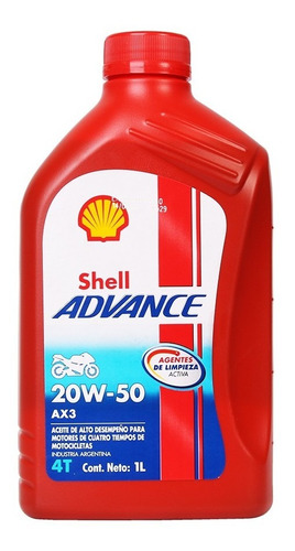 Aceite Shell 20w50 4t Advance Ax3 Mineral Moto -baccola-