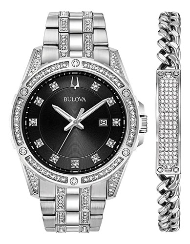 Bulova Men's Crystal Accented Gift Set With 3-hand Date