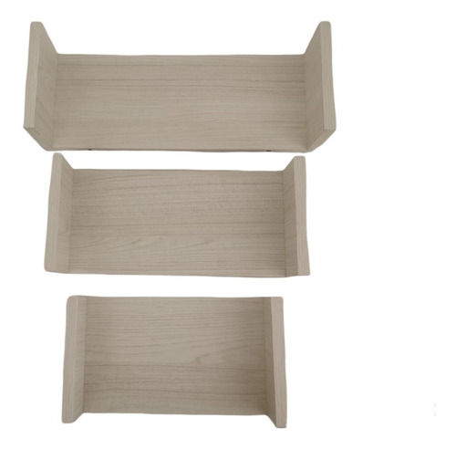 Imagen 2 de 10 de Set De 3 Repisas Flotantes Estilo U 30 X 15 Cm Color Teca Ártico