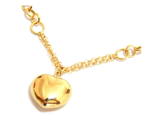 Pulseira Feminina Portuguesa Com Coração Em Ouro 18k