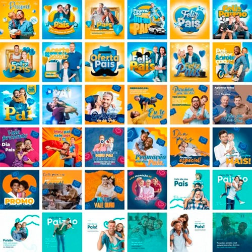 Pacote Dia Dos Pais Rede Social Editáveis 300 Artes Psd