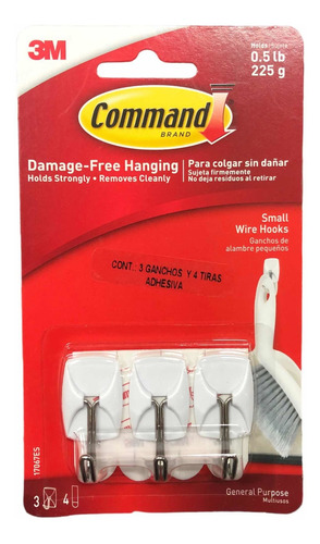 Set 3x Ganchos De Alambre 3m Command Para Colgar Utensilios