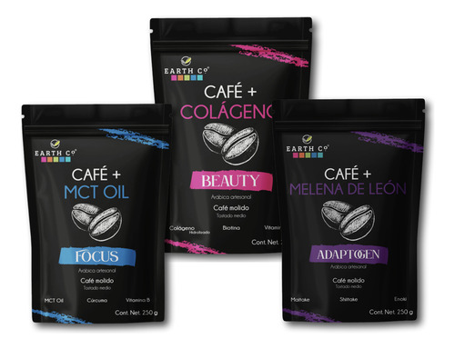 3 Pack Mix Cafe Molido Beaty, Adaptogenos Y Focus