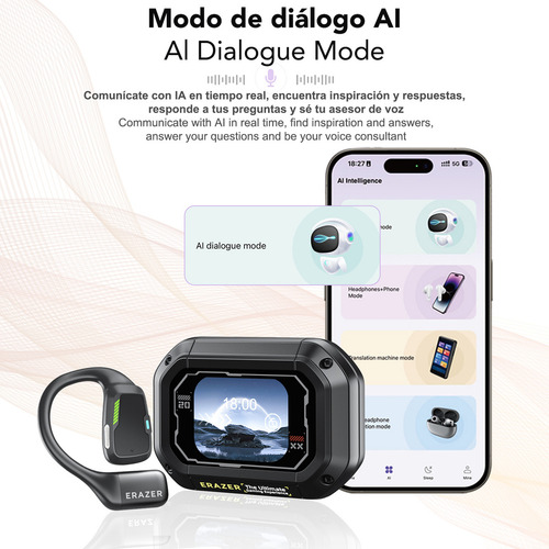 Audífonos Lenovo Erazer Xp6 Ai Ows Bluetooth 5.4 Color Negro Traducción Auriculares Inalámbricos Con Smart Display Compatible Con iPhone Y Android