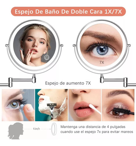 Espejo Iluminado De Pared Recargable De Doble Zoom X7