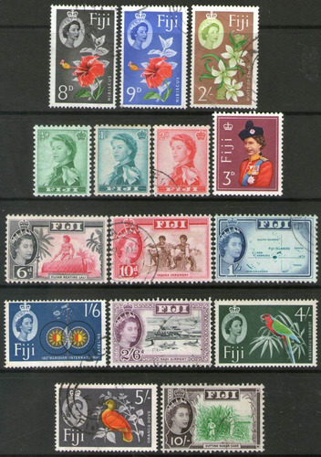 Fidji Is. (fiyi) 15 Sellos Elizabeth 2° Orquídea, Loros 1961