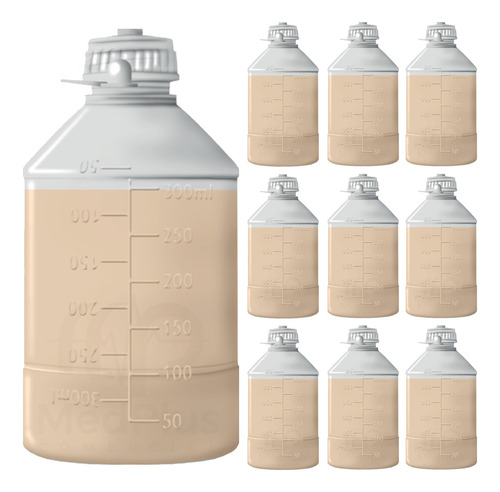 Frasco Dieta Nutrição Enteral 300 Ml Com Alça 100 Unidades