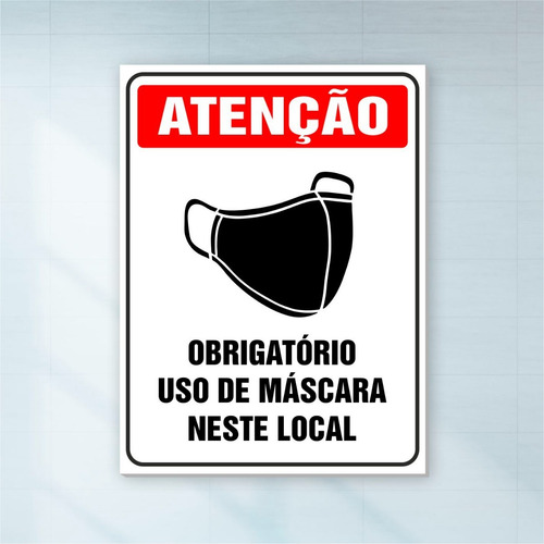 Placa Obrigatório Uso De Máscara Aviso Sala Recepção