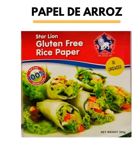 Papel De Arroz Tipo Wrap Star Lion 300g Sin Tacc De 60u - Dw