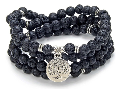 108 Lava Stone Yoga Beads Mala Meditation Collar Pulsera Con