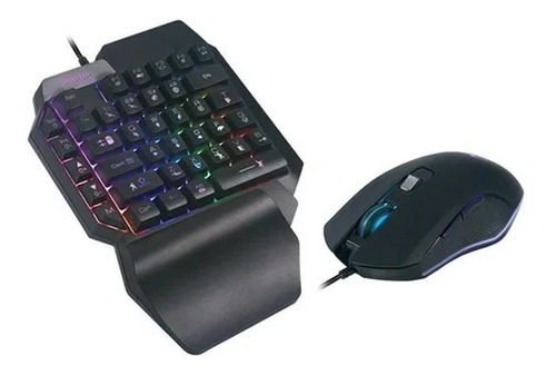 Imagen 1 de 2 de Kit Teclado Una Mano + Mouse Gamer Juegos Led Rgb Noga Ak75