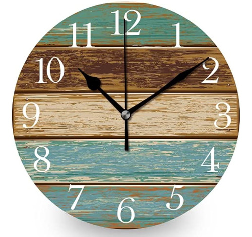 Reloj De Pared Rústico Silencioso Sin Tictac, Diseño De Tabl
