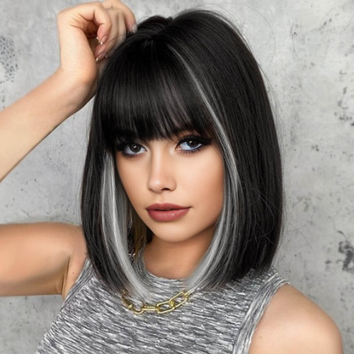 Queentas Pelucas De Cabello De 13 Pulgadas Natural Corta Negra Bob