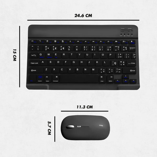 Teclado Sem Fio Bluetooth Recarregável Com Mouse - Preto