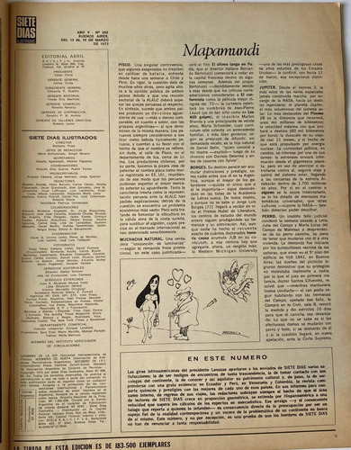 Siete Días, Uruguay Asunción Bordaberry 1972 Ex6 (Usado)
