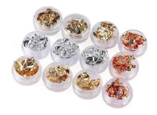Kit 12 Folhas De Ouro Foil Encapsulamento Acrygel