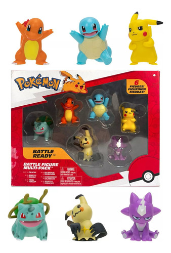 Figuras Pokemon 6 Pack Bulbasaur Charmander Squirtle Toxel +