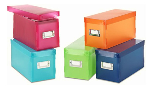 Whitmor 6754-373-5 Plastic Cd Boxes Set Of 5 Assorted Colors