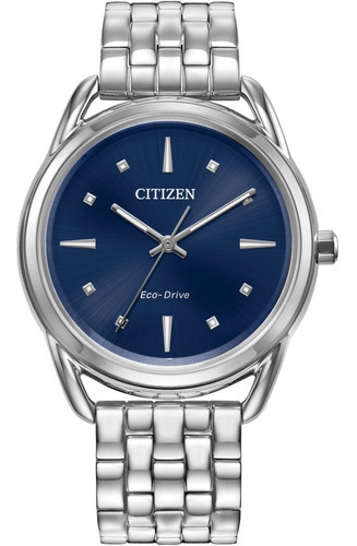 Reloj Citizen Eco Drive® Dress Classics Cobalt Blue E-watch Color de la correa Plateado Color del bisel Plateado Color del fondo Azul