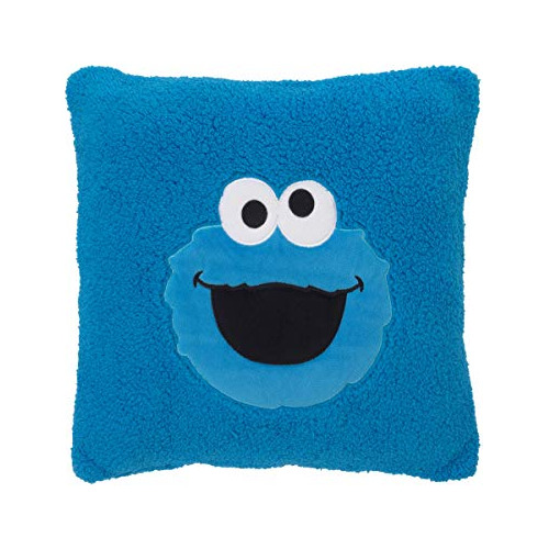 Cojín Cookie Monster Sherpa Para Niños Pequeños, Suave, Azul
