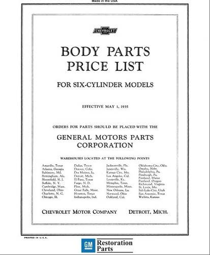 Chevrolet 1929-1935 Manual De Partes Y Body Version Papel