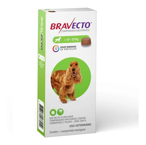 Pastilla Antipulgas Y Garrapatas Perro Bravecto 10 A 20kg